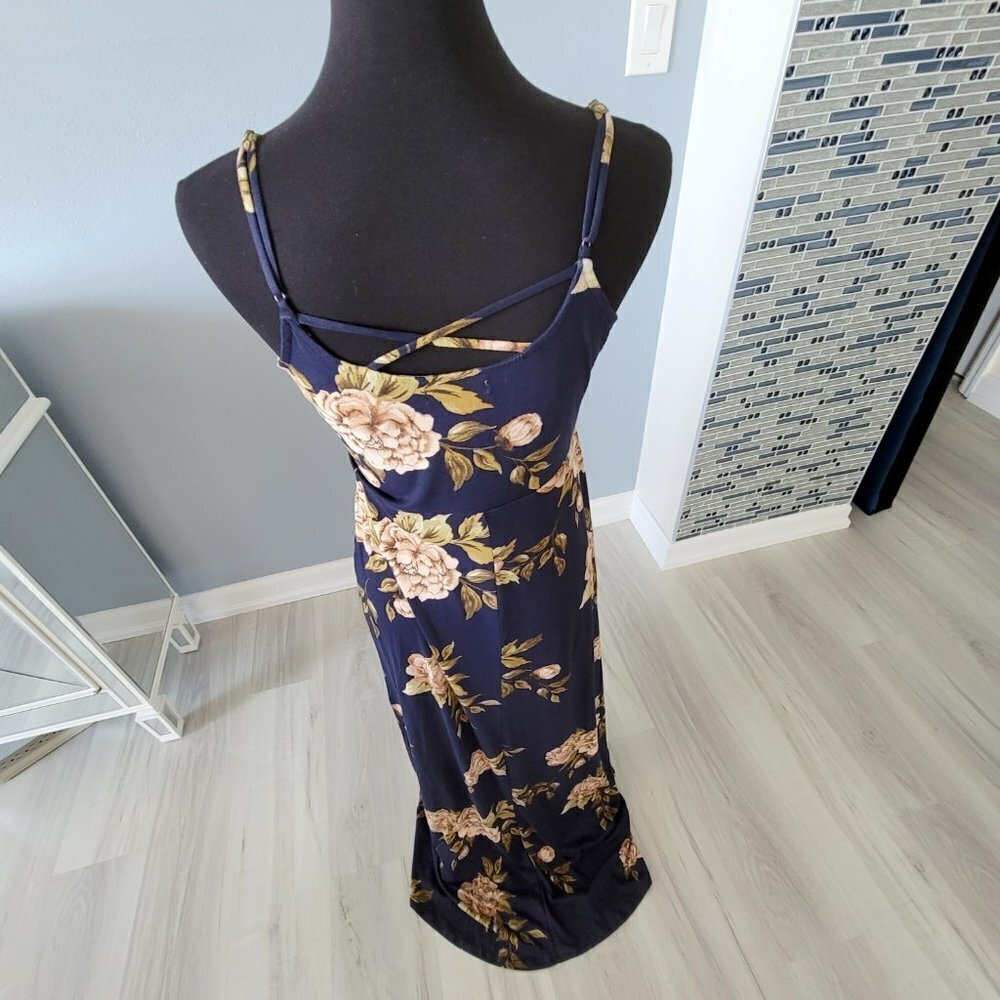 Nine Britton Jersey Knit Navy Floral Maxi Dress Size Medium - Picture 11 of 12